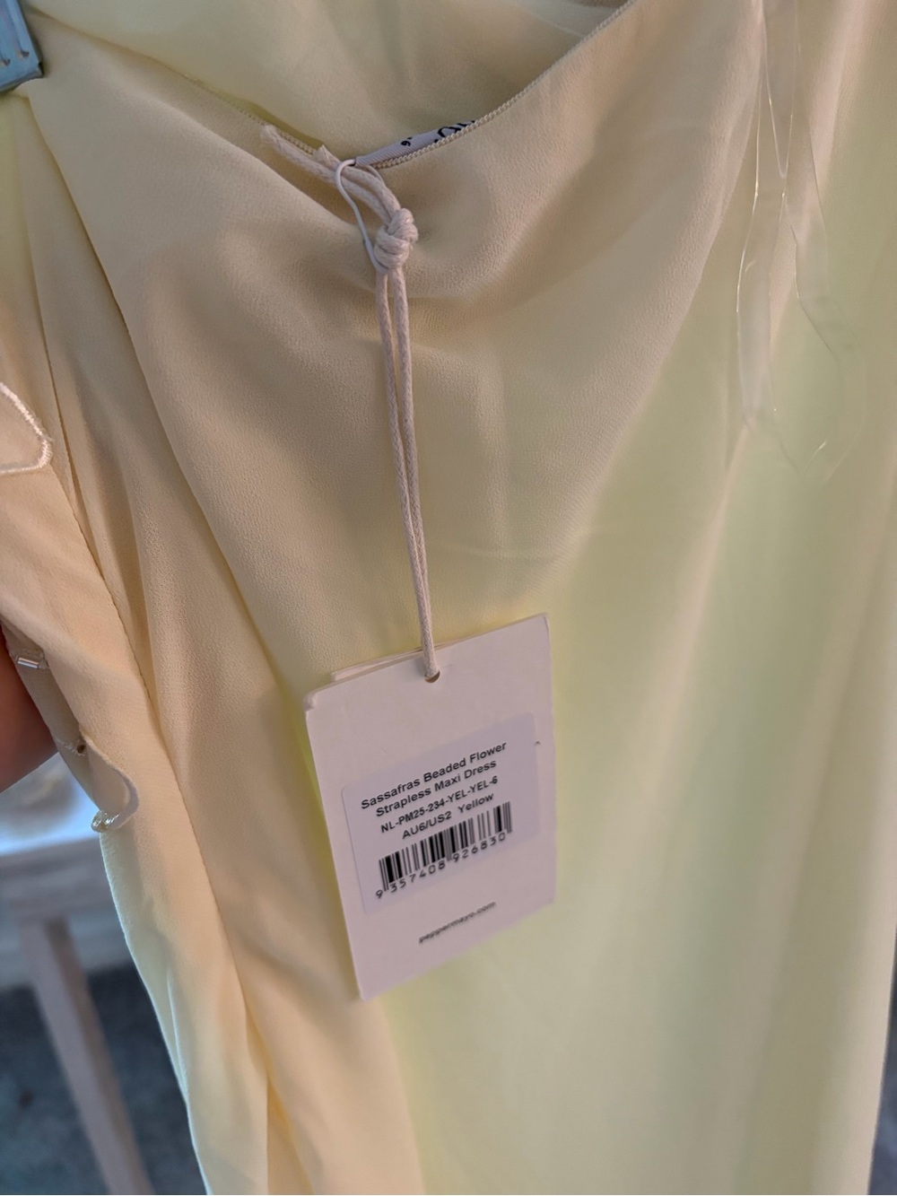 Peppermayo Beaded Flower Strapless Maxi Dress in Yellow - Picture 5 of 5